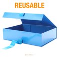 thumbnail image 4 of BAKIPACK Large Blue Gift Box with Ribbon, Magnetic Lid for Groomsmen Box, 13x9.7x3.4 inches, 4 of 7