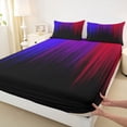 thumbnail image 3 of jejeloiu Geometric Stripes Pattern Twin Sheet Sets,Purple Red Black Bedding For Men Women 3pcs, 3 of 7