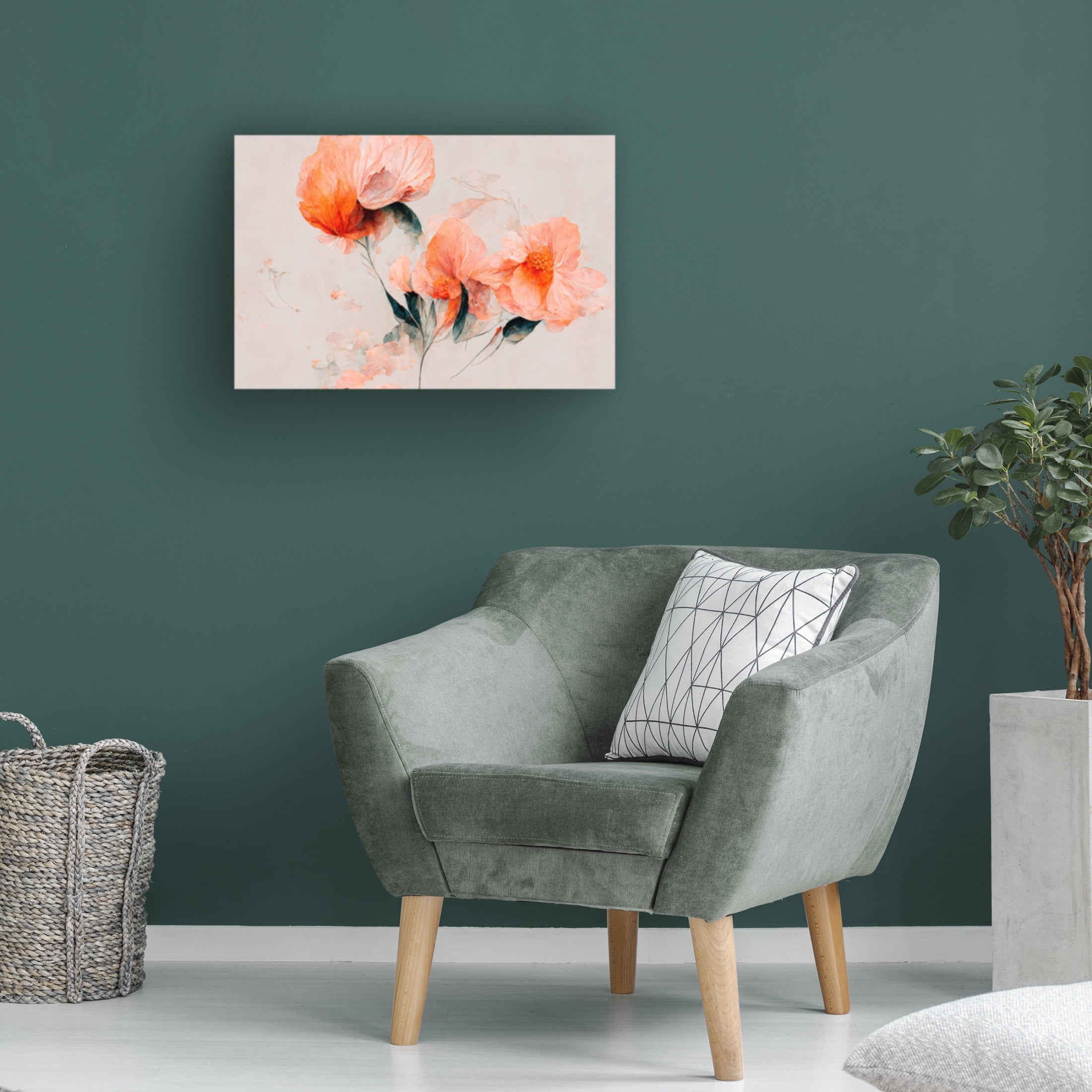 Canvas Wall Art - Treechild 'Filigree Coral Flowers' Wall Art for Living Room, Bedroom, or Office D?cor by Trademark Fine Art - 47 x 30 Inches