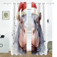 thumbnail image 2 of Hippo Christmas Hat Black Out Curtains 84 Inch Length Curtains for Sliding Glass Doors Bedroom Living Room 2 Pack, 2 of 6