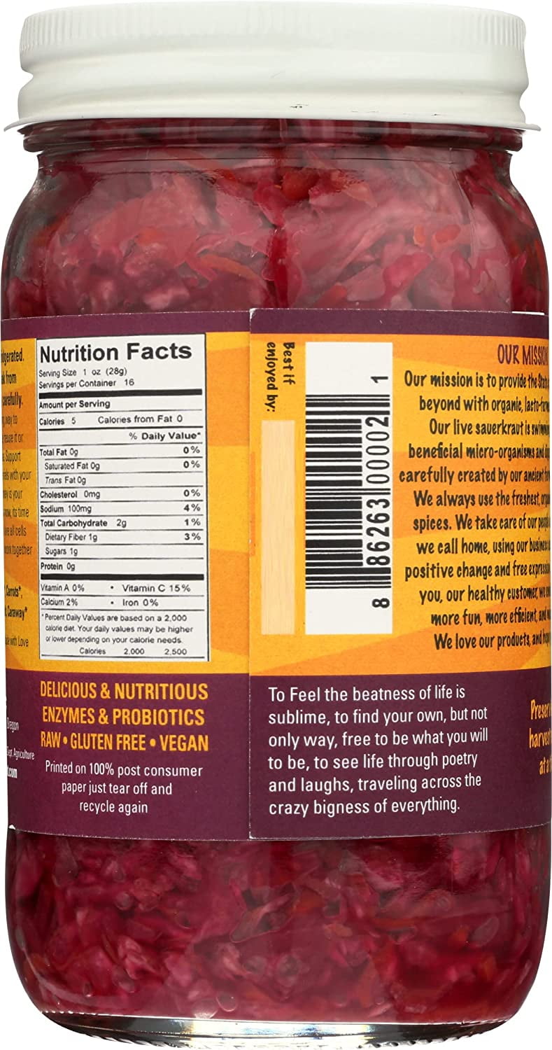 Pickled Planet Organic Raw Beat Kraut Sauerkraut, 16 Ounce -- 6 per case.
