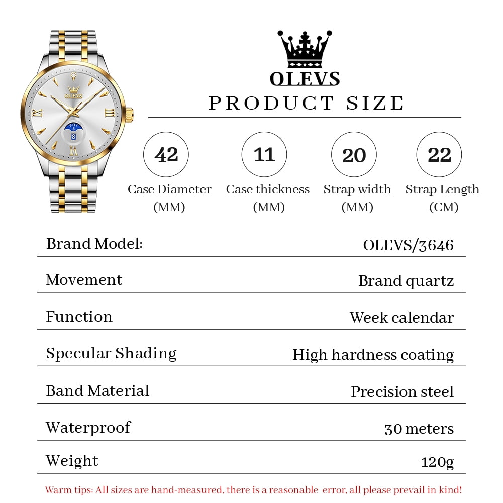 OLEVS Watches for Men Business Dress Casual Analog Quartz Stainless Steel Waterproof Luminous Men Wrist Watches Reloj Para Hombre White Dial