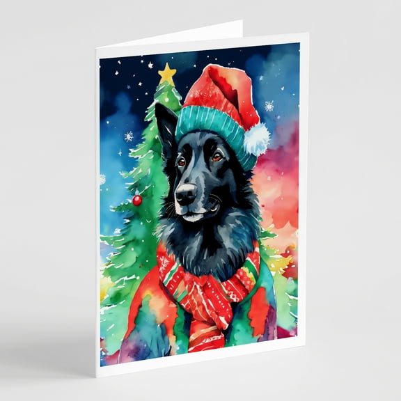 Belgian Sheepdog Christmas Greeting Cards Pack of 8 7 in x 5 in
