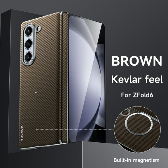 Allytechgroup Magnetic Case for Samsung Galaxy Z Fold 6, [Compatible with Mag-safe] Slim Fit Shell Back Cover Wireless Charging Support Anti-Scratch Shockproof Phone Case for Galaxy Z Fold 6, Brown