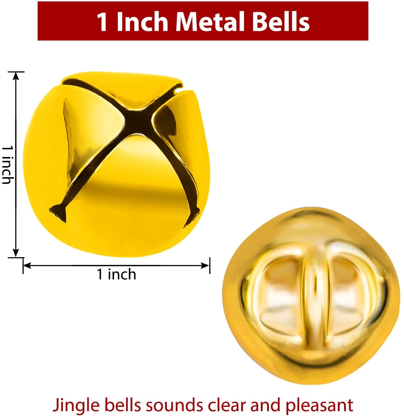 KISEER 100 Pcs Jingle Bells Bulk, 1 Inch Craft Bells for DIY