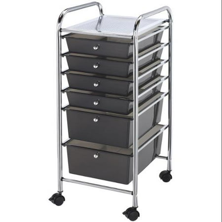 Storage Cart w/6 Drawers 13"X32"X15.5"-Smoke