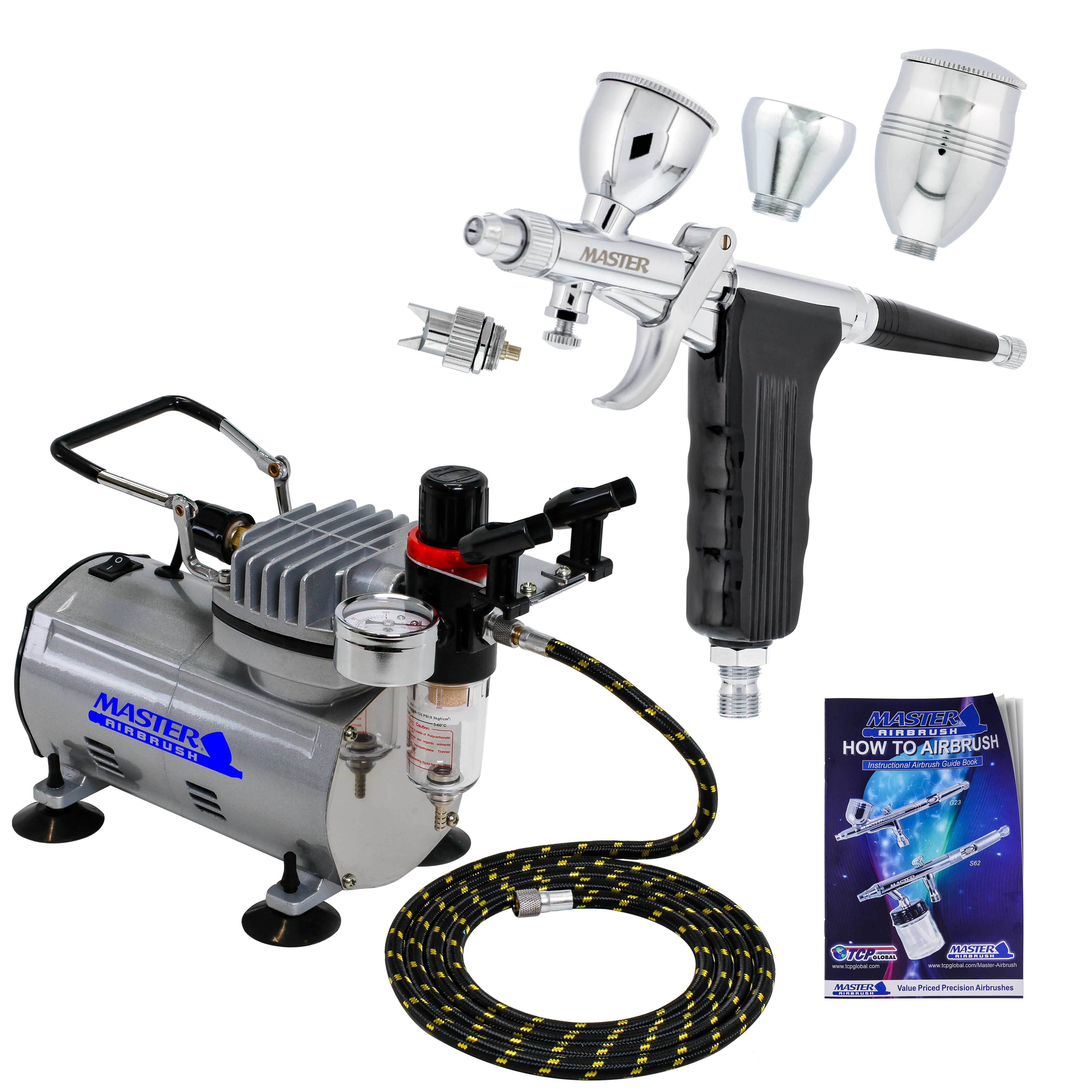 SPRAY GUN PISTOL TRIGGER AIRBRUSH KIT wAIR COMPRESSOR
