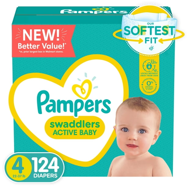 Riskeren modder lanthaan Pampers Swaddlers Active Baby Diapers, Size 4, 124 Count - Walmart.com
