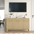 thumbnail image 1 of 60 Inch Farmhouse Fluted Sideboard Buffet Cabinet, Wooden Storage Console with Drawers and Adjustable Shelves, Multi-use Coffee Bar for Kitchen and Living Room, 1 of 7