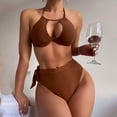 thumbnail image 2 of Elainilye Fashion Bikinis Sets for Women Two Piece Swimsuit Sexy Bathing Suit Sunscreen Diving Suit Bikinis Swimsuit,Brown, 2 of 5