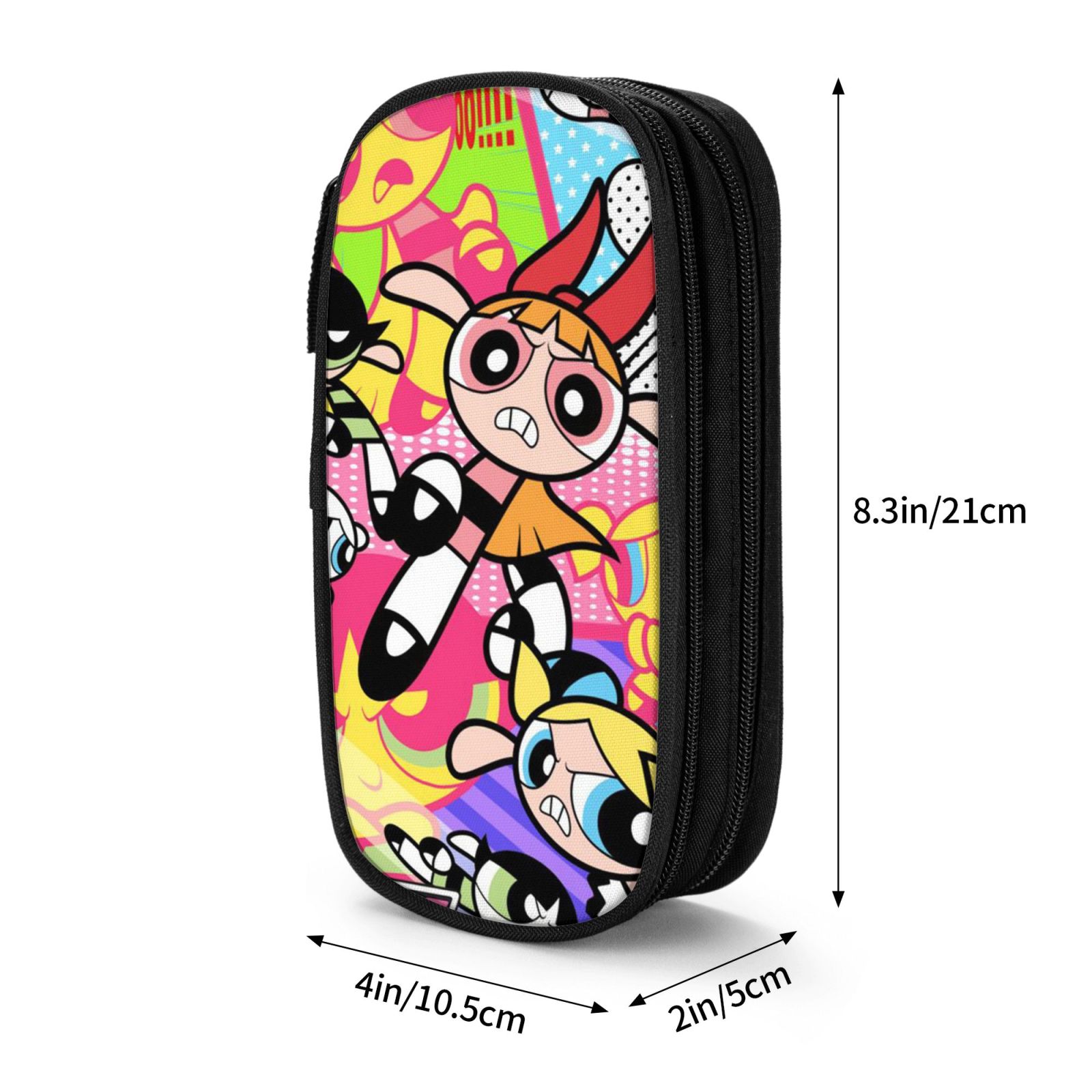 The Powerpuff Gi-rls Pencil Case Large Capacity Pencil Pouch Penbag Office Stationery Organizer Travel Makeup Bag Black