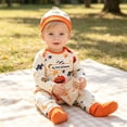 thumbnail image 2 of Enyan Newborn Baby Boy Halloween Outfit Pumpkin Long Sleeve Romper+Pants Fall Winter Set My First Halloween Baby Boy Clothes(Size 6-9 Months), 2 of 8