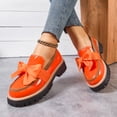 thumbnail image 6 of KEGIRLOM Women's Fashionable Versatile Casual Multi-Colored Plus-Size Shoes Spring/Summer Style Trendy Comfortable Bow Thick-Soled Loafers Orange 9, 6 of 9