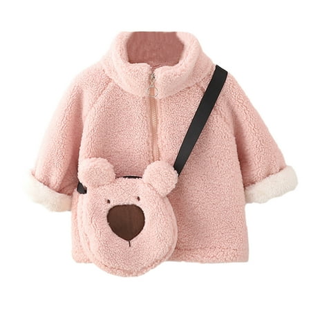 

TOOYOU Girls Coats Full Zip Jacket With A Cute Matching Bag Warm Winter Tops For Outdoor 4-5 Years