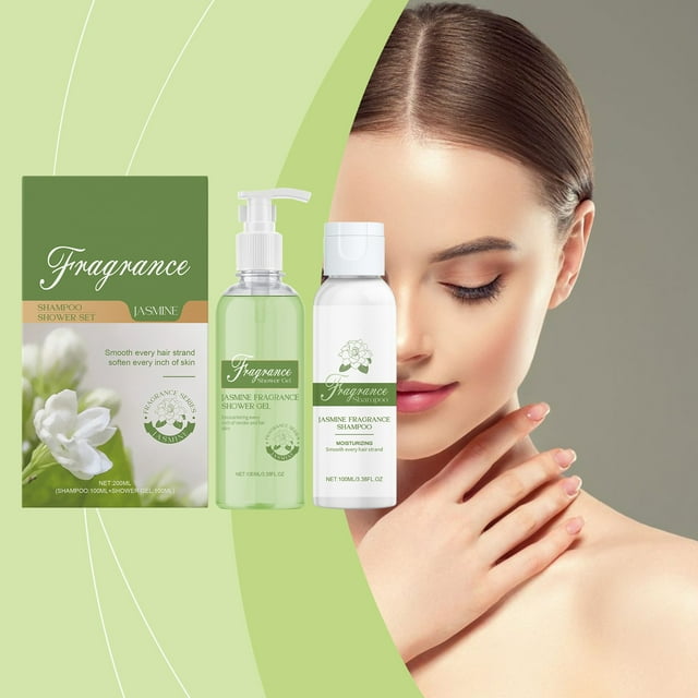 Shampoo and Bath Set Jasmine Scented Shampoo & Bath Set Gentle Cleansing & Moisturizing Body Skin Scalp Wash Set(Shampoo 100ml + Shower Gel 100ml)