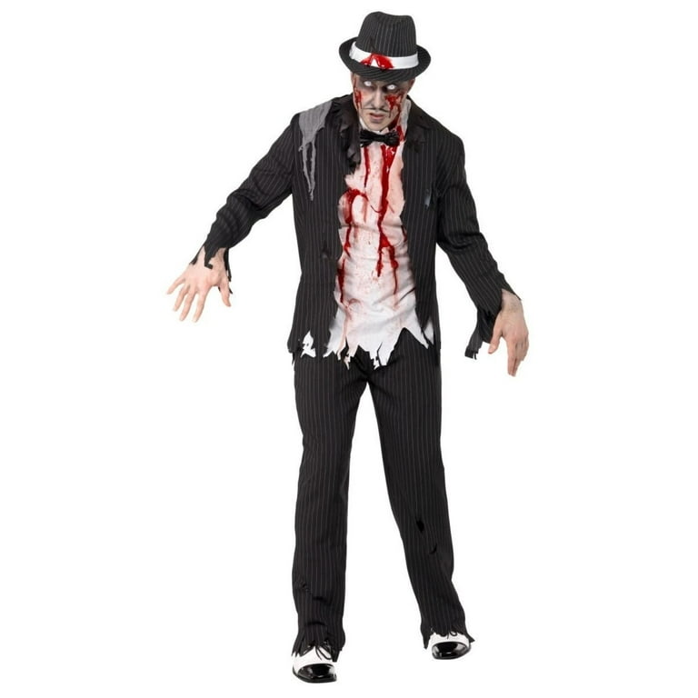 Zombie Gangster Costume Black Adult Zombie Gangster Costume Black Adult