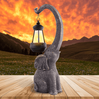 Mainstays 12.25 in Outdoor Solar Welcome Bear Statue with LED