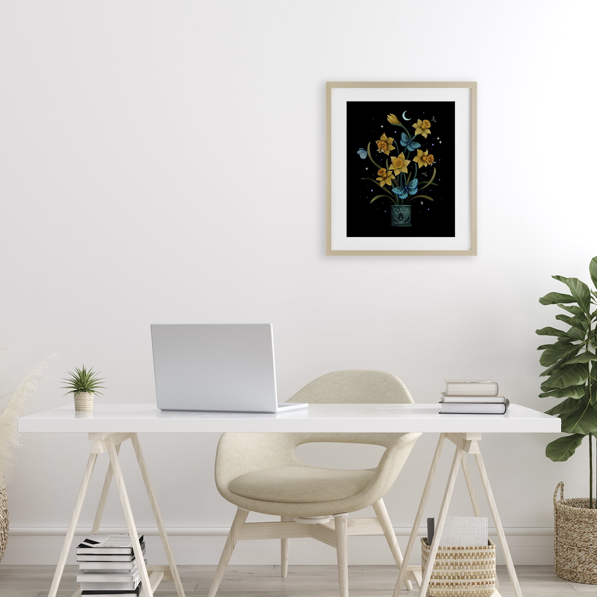Stupell Industries Mystical March Daffodils Birch Framed Print Under Glass, design by Episodic Drawings
