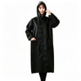 thumbnail image 4 of Neewe Womens Plain Rain Poncho Stylish Polyester Waterproof Raincoat with Pocket Hood Zipper, 4 of 7