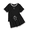Solid-black, variant on EKOUAER Pajamas for Women Short Sleeve Pjs Sets Crewneck Striped Tops and Shorts 2 Piece Lounge Sets with Pockets