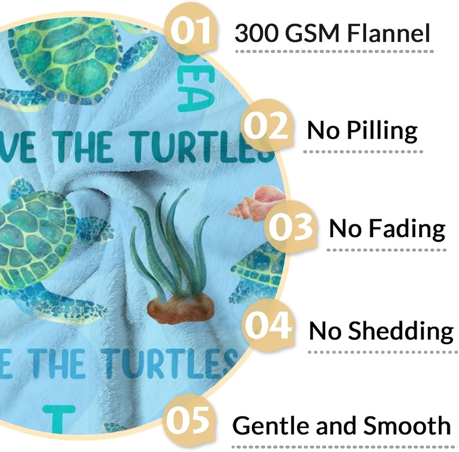Sea Turtle Blanket for Women & Girls - 50x60 Inches Throw Size - Soft Fuzzy Plush Throws Gifts - Blue Cute Ocean Blanket for Bed, Couch & Sofa