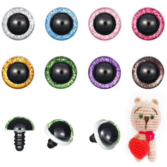 Ojos de seguridad MUCUNNIA para ganchillo con purpurina, 120 unidades, 18 mm