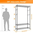 thumbnail image 3 of Legooin 75"H Heavy Duty Rolling Clothes Rack with Hanging Rod 400 lbs Capacity 3-Tier Heavy Duty Storage Shelves for Clothing on Wheels Portable Wardrobe Oragnizer, Gray, 3 of 8
