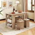 thumbnail image 2 of Costway 5 PCS Dining Table Set with Storage Shelf Rectangular Kitchen Table with 4 Stools Beige, 2 of 10