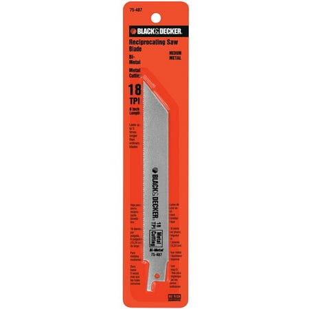 UPC 028874754874 product image for Black & Decker 75-487 Bi-Metal Reciprocating Saw Blade, 6 in L, 18 TPI | upcitemdb.com