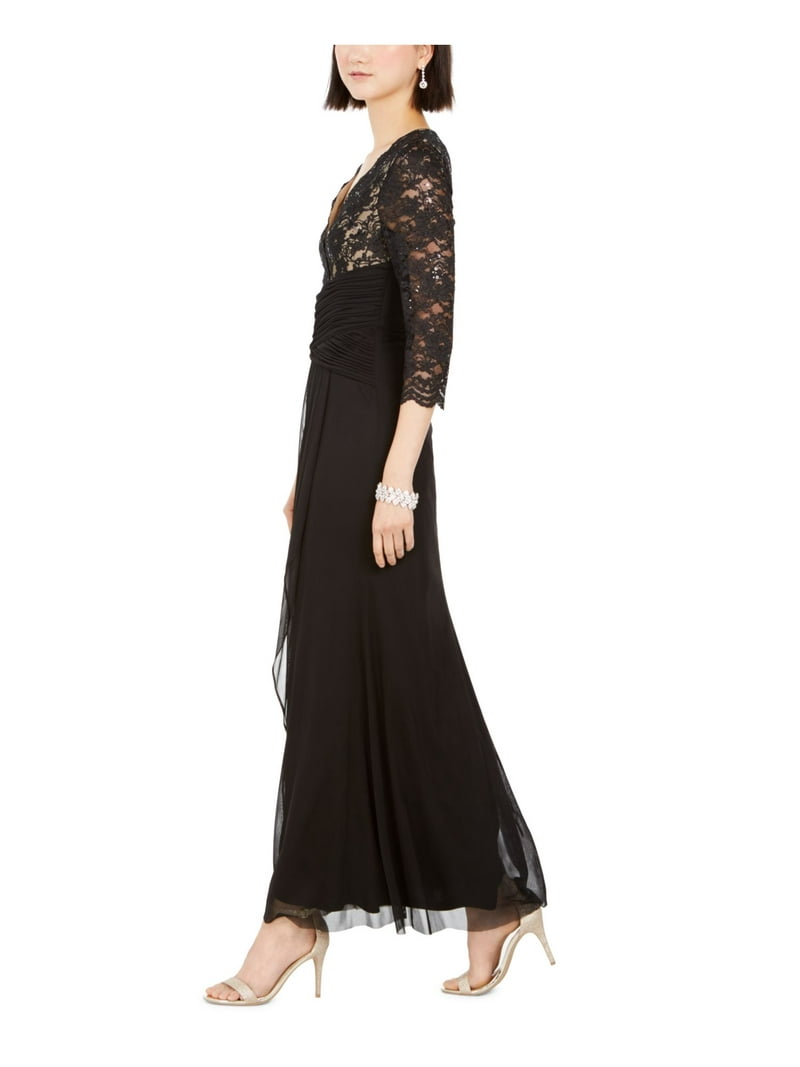JESSICA HOWARD Womens Black 3/4 Sleeve Maxi Sheath Evening Dress Size: 10 -  Walmart.com