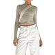 thumbnail image 1 of Camiseta Corta Ajustada para Mujer para Salir, Informal, de Color Liso, con Cuello Redondo y Larga Verde S, 1 of 8