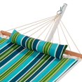 thumbnail image 2 of Castaway Living 11 ft L x 36 in W Quilted Hammock w/ Stand and Pillow Combo - Blue and Green Stripe, 2 of 3