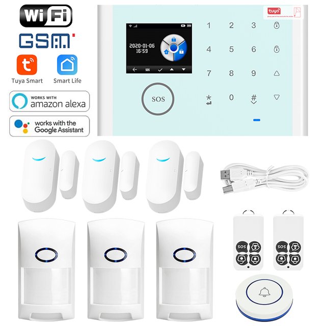 ACJ Home Anti-theft 433MHz Wifi Home Security Alarm System Wireless GSM Alarm Intrusion For Tuya SmartLife APP Home Alarm