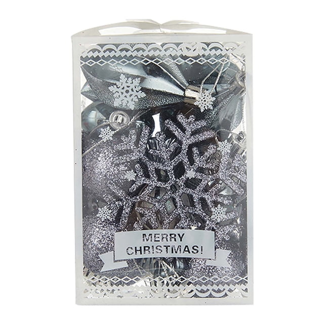 Fiudx Juego de Bolas Navideñas con Purpurina Pintada a Mano, con Copos de Nieve y Corazones, Adornos para Árbol de Navidad, Manualidades, Decoración para Fiestas, Juego de 26 Piezas, Empaquetado En C