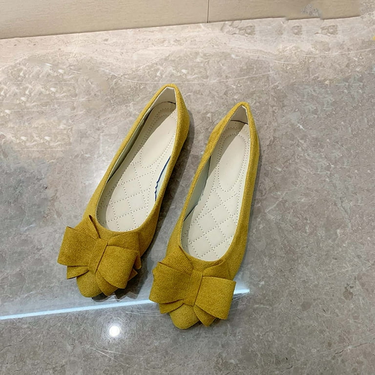 Ctreela Women's Dress Flats Cute Pointed Toe Bowknot Flats Comfortable Ballet Flats Casual Slip On Flat Shoes, Size: 41, Yellow Ctreela Women's Dress Flats Cute Pointed Toe Bowknot Flats Comfortable Ballet Flats Casual Slip On Flat Shoes, Size: 41, Yellow