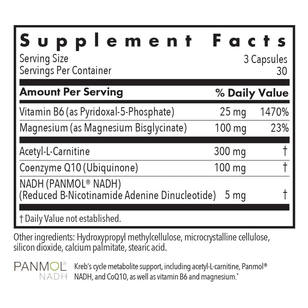 ARG Mitochondrial Cofactors - Delivers 300 mg Acetyl-L-Carnitine - Supports Mitochondrial Function & Cellular Energy - CoQ10, Vitamin B6 & Magnesium - 30 Servings - 90 Vegetarian Capsules