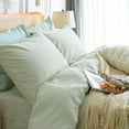 thumbnail image 5 of NEXHOME PRO Duvet Cover Set 100% Washed Cotton 3 Pieces Linen Breathable Soft Durable Duvet Cover Bedding Set with Zipper Closure, King Size Mint Green(Comforter Not Included), 5 of 7