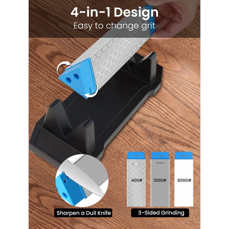 DOWOX Diamond Sharpening Stone Kit, 3 Side Grit 400/1000/8000