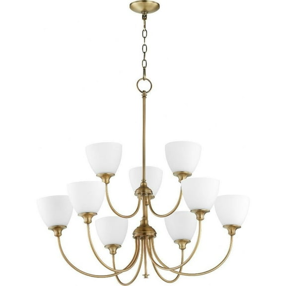 Transitional Nine Light Chandelier-Aged Brass Finish Bailey Street Home 183-Bel-2534920