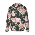thumbnail image 3 of Daiia Rose Flowers UPF 50+ Sun Protection Hoodie Jacket Lightweight Long Sleeve Sun Shirt for Women Men with Pocket Hiking Outdoor-Large, 3 of 9