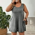 thumbnail image 6 of BSDJILFG Rompers for Women Plus Size Casual Pajama Lounge Sets Crew Neck Pull On Loose Short Overalls Summer Outfits Sleepwear with Pockets,XL-5XL, 6 of 9