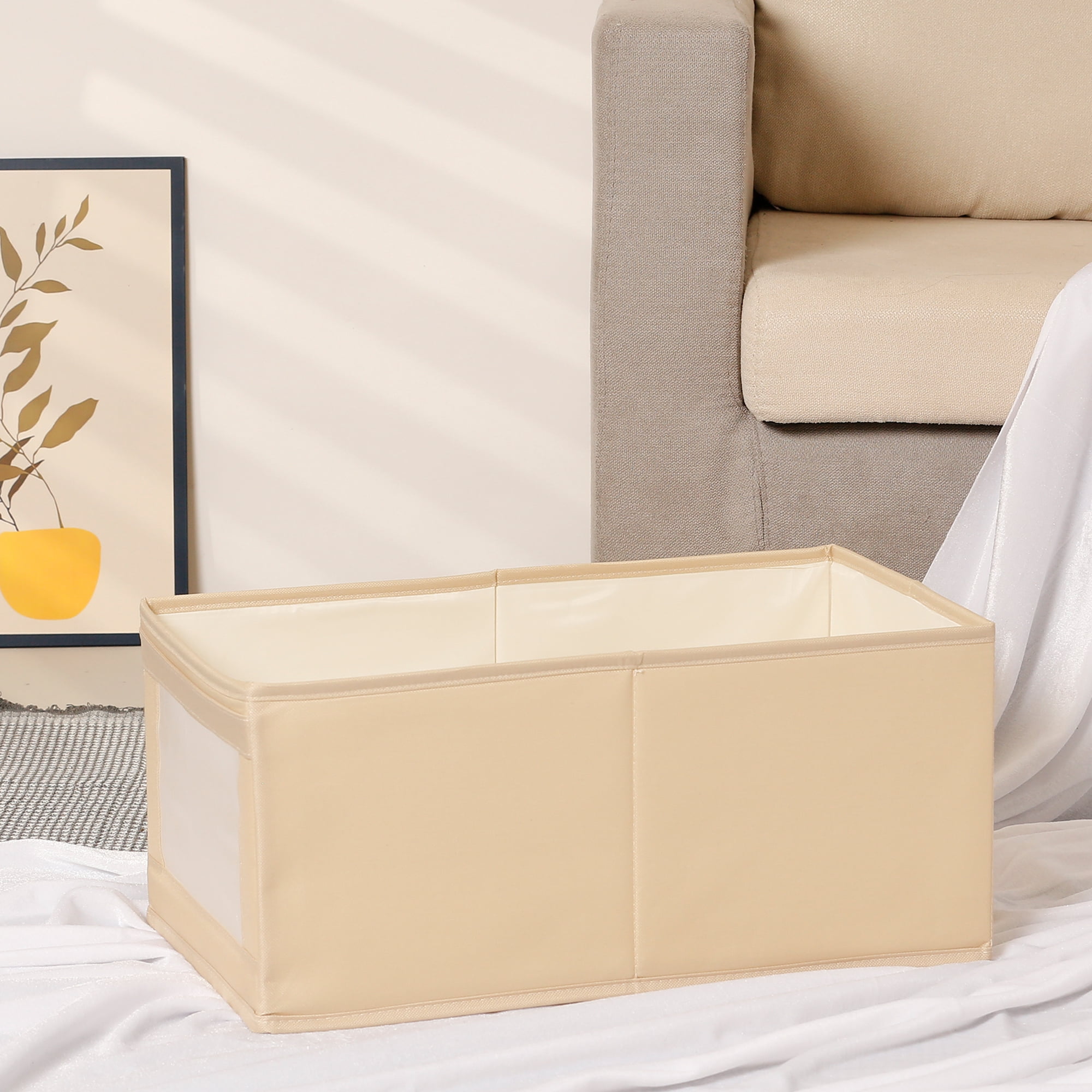 Unique Bargains Fabric Storage Cube Storage Bin Storage Basket Khaki 19*11*8.3in