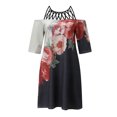 thumbnail image 4 of CEHVOM Robe Décontractée de Mode pour Femmes à Manches Courtes, à Imprimé Ajouré, Robe Ample, 4 of 5