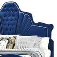 thumbnail image 4 of Velvet Upholstered Channel Tufted Eastern King Bed, Blue, 4 of 5