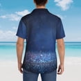 thumbnail image 6 of Bixox Men's Hawaiian Shirts Men's Retro Blue Glitter Print Short-Sleeve Shirt-Large, 6 of 8