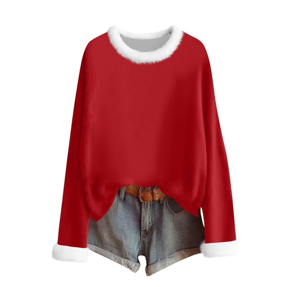 cocolona Womens Fall Tops Winter Fleece Warm Long Sleeve Shirts Fashion Solid Color Pullover Dressy Casual Blouses Christmas Gifts