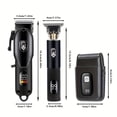 thumbnail image 2 of Men's Grooming Set - 3-Piece Black Grooming Kit with LCD Screen, USB Charging, Trimmer, Razor, Cleaning Brush & Comb - Ideal Gift for Him, 2 of 4