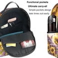 thumbnail image 5 of Lsque Daisy Sunflower Lazy Cat Pattern Backpack – School Travel Canvas Daypack with Ergonomic Padded Straps, Multiple Compartments & Leather Handle, 5 of 5