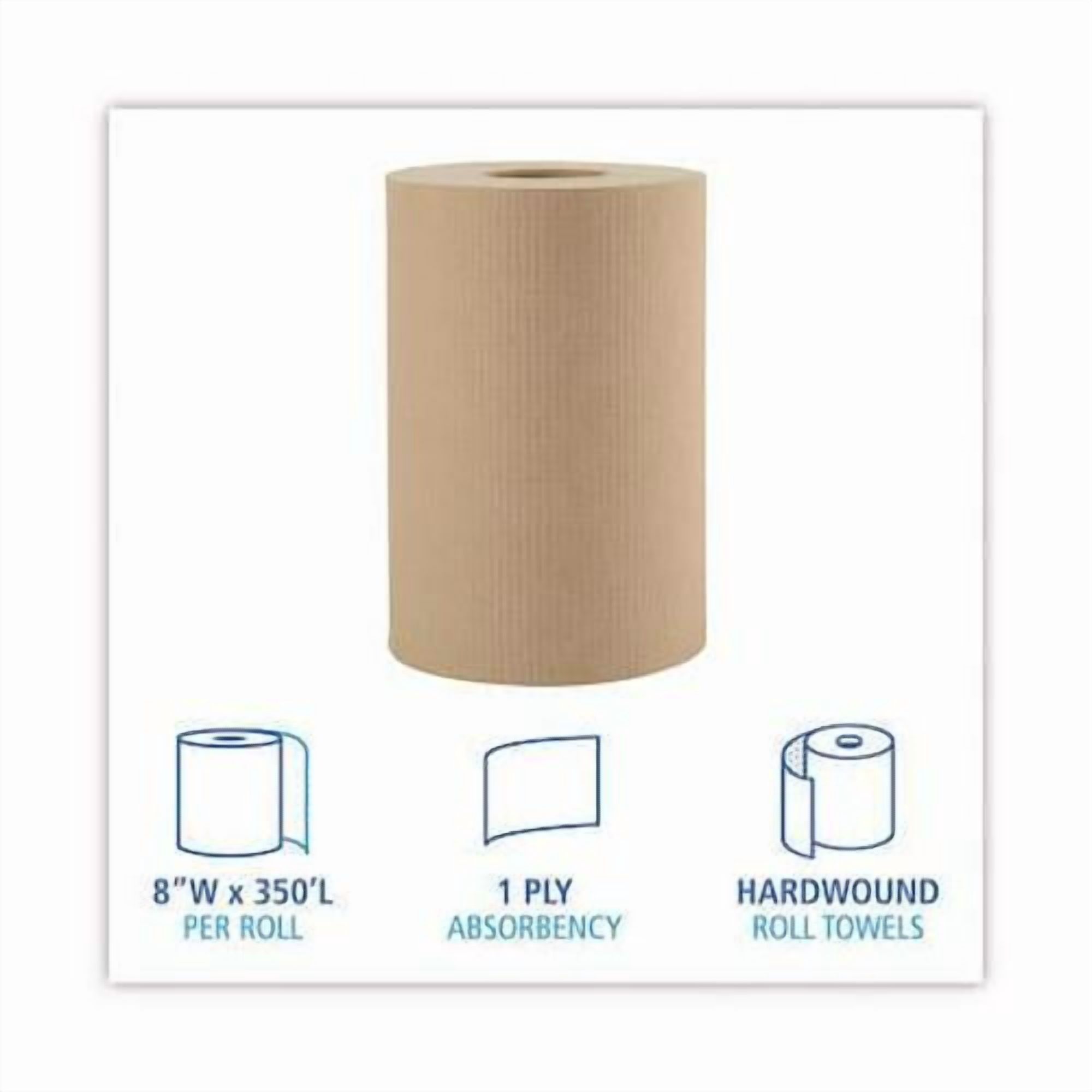 Boardwalk Boardwalk Hardwound Paper Towels, 1 Ply, Continuous Roll Sheets, 350 ft, Natural, 12 PK