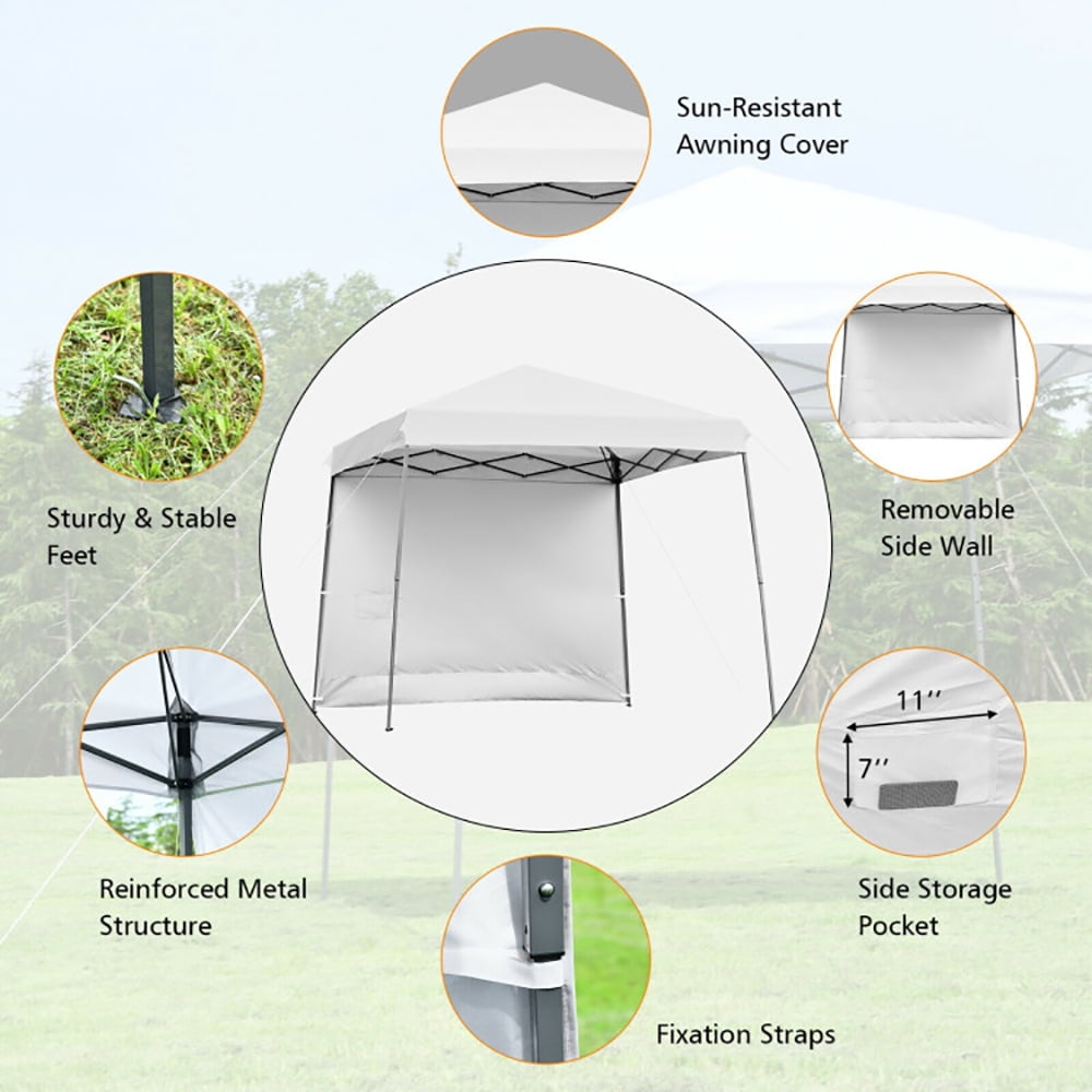 Aimee Lii 10 x 10 Feet Pop Up Tent Slant Leg Canopy with Detachable Side Wall, Waterproof Shelter, White Aimee Lii 10 x 10 Feet Pop Up Tent Slant Leg Canopy with Detachable Side Wall, Waterproof Shelter, White